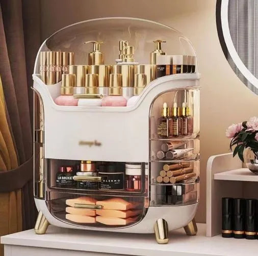 Dustproof and Waterproof Cosmetic Vanity Organizer Box compartments