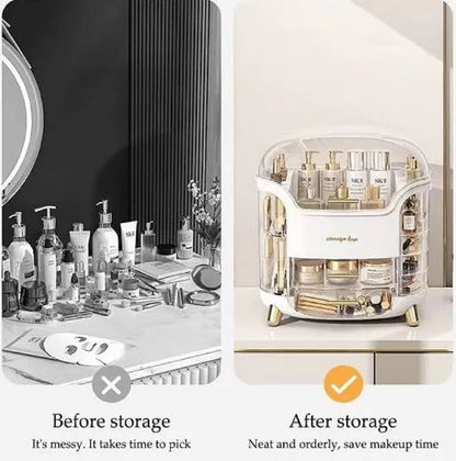 Countertop Luxury Makeup Organizer Box drawers open