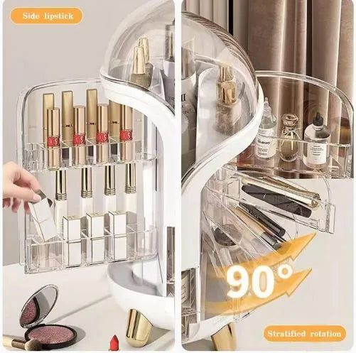 Dustproof and Waterproof Cosmetic Vanity Organizer Box on vanity table
