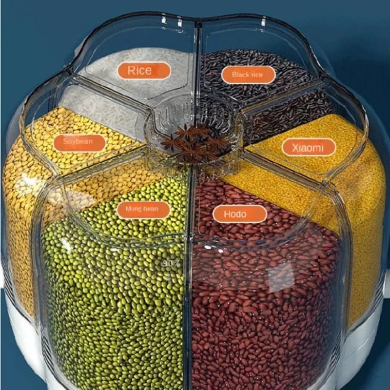 6 Grid Rotating Grain Container top view