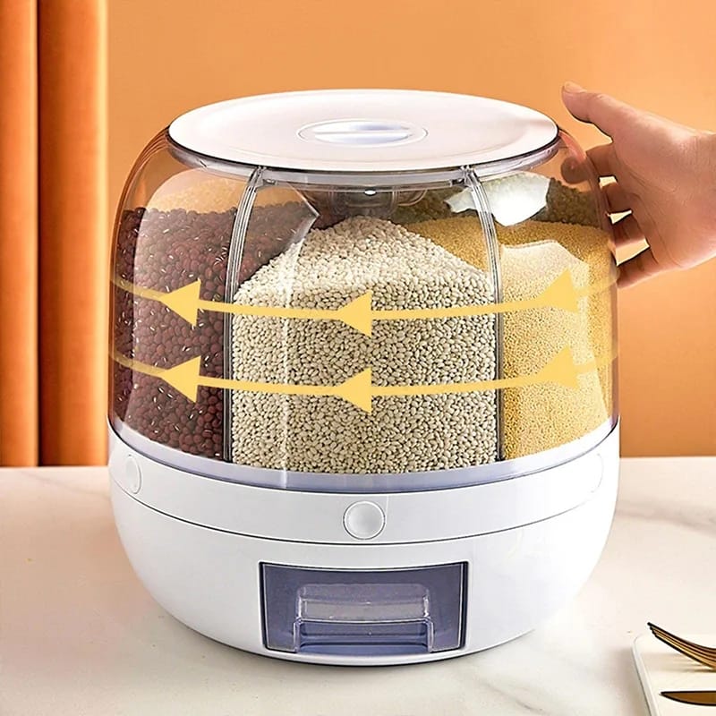 6 Grid Rotating Grain Container 360 rotation