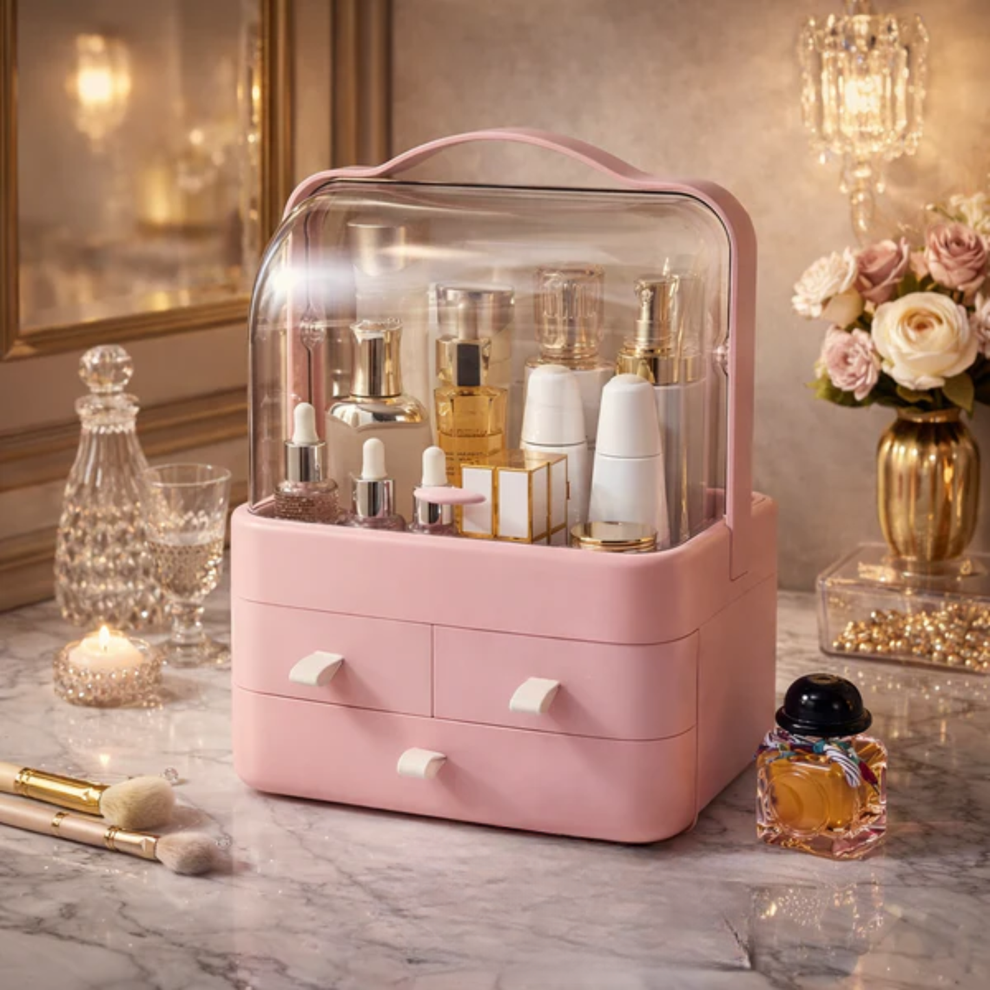 Acrylic Double Door Cosmetic Organizer