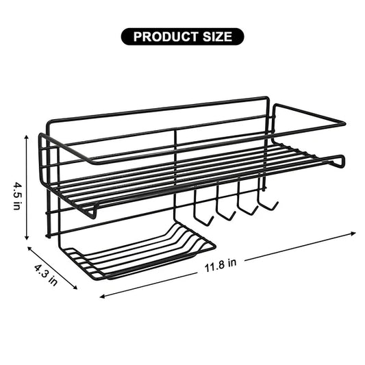 Bathroom Storage Shelf with Hooks and Soap Dish
