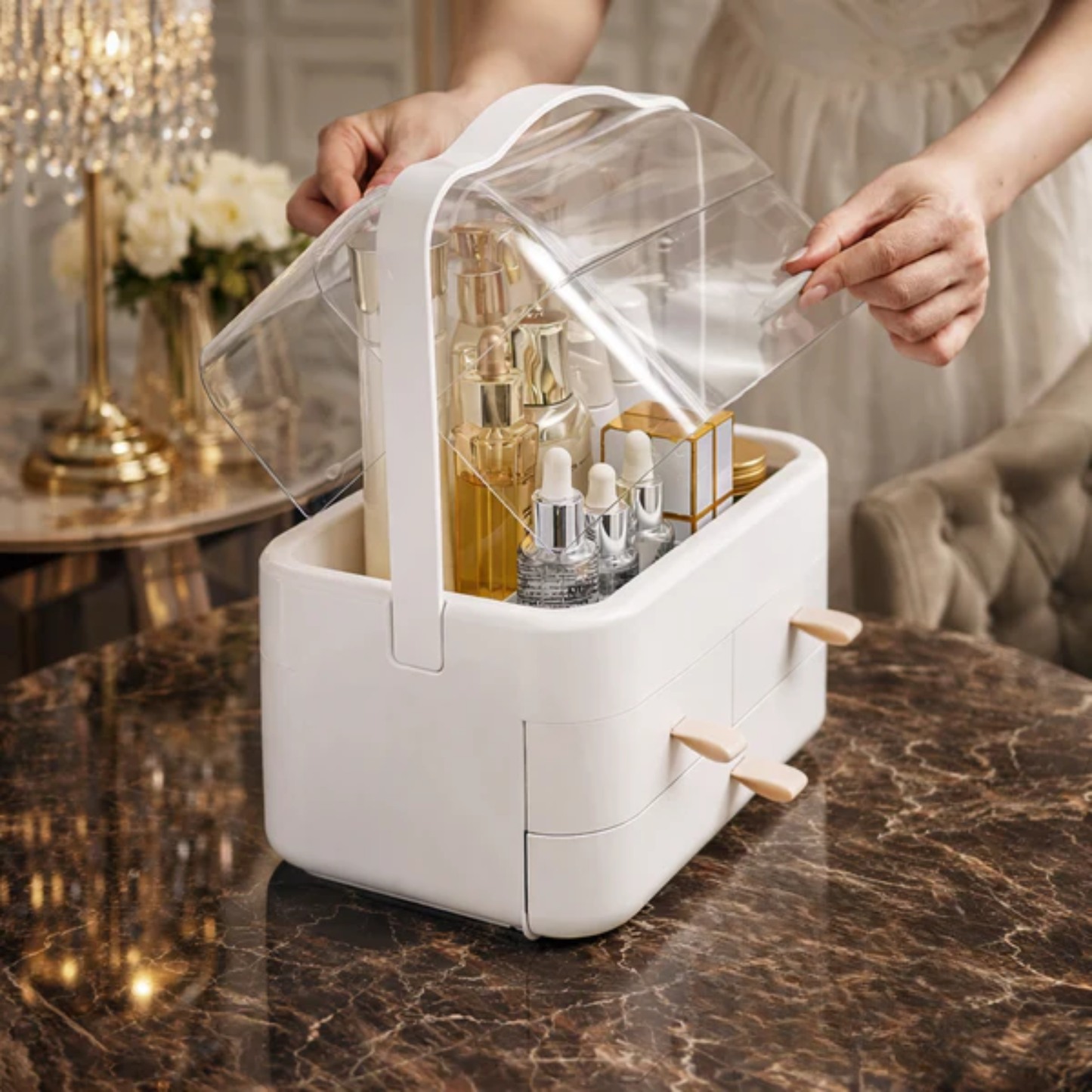 Acrylic Double Door Cosmetic Organizer