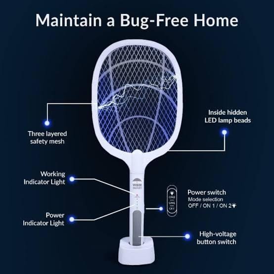 Rechargeable Electric Mosquito Bat with UV Lamp & Stand