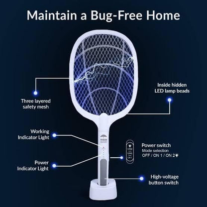 Rechargeable Electric Mosquito Bat with UV Lamp & Stand