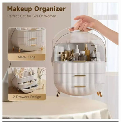 Large Capacity Cosmetic Organizer gold handle detail